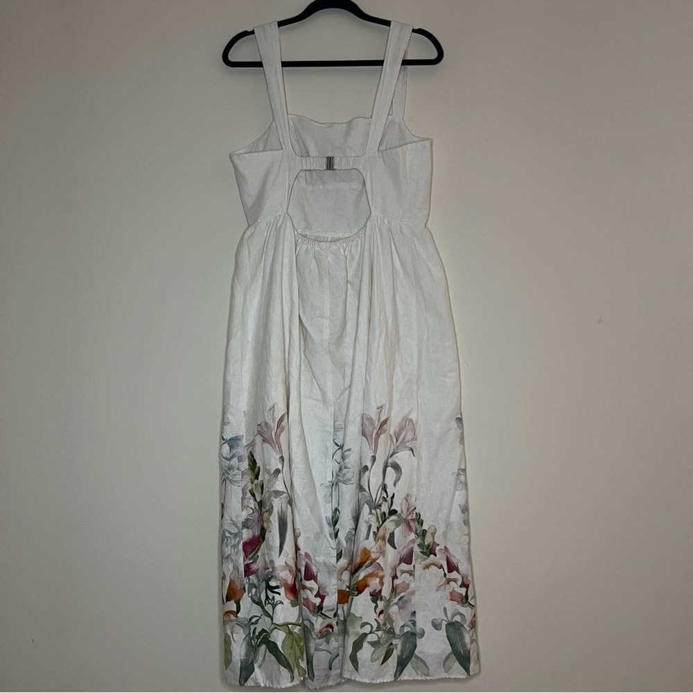 H&M Floral Midi Dress - White with Multicolor Floral Print - Picture 9 of 12